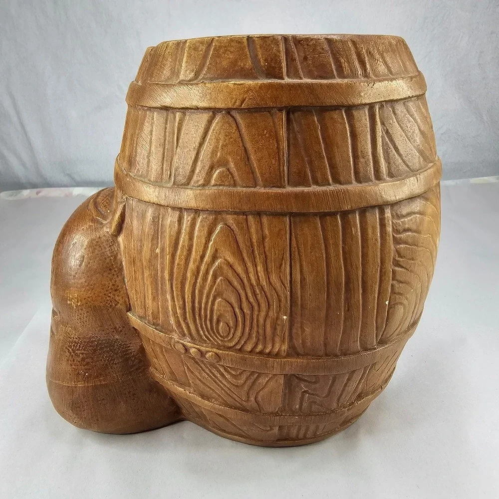 Vintage Twin Winton Grandmas Cookies Barrel Ceramic Cookie Jar Brown Handpainted